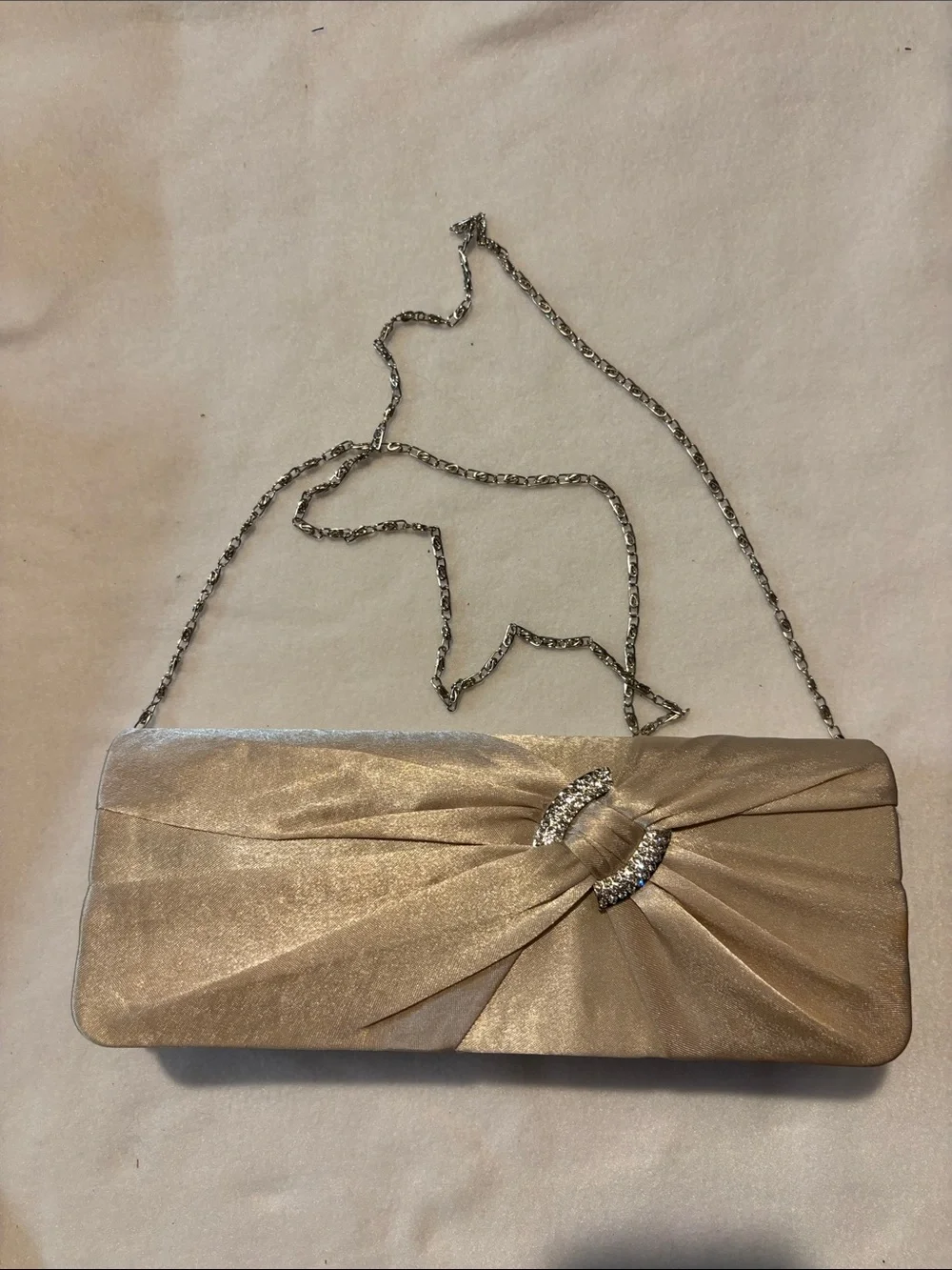 Elegant Satin Evening Clutch in Champagne